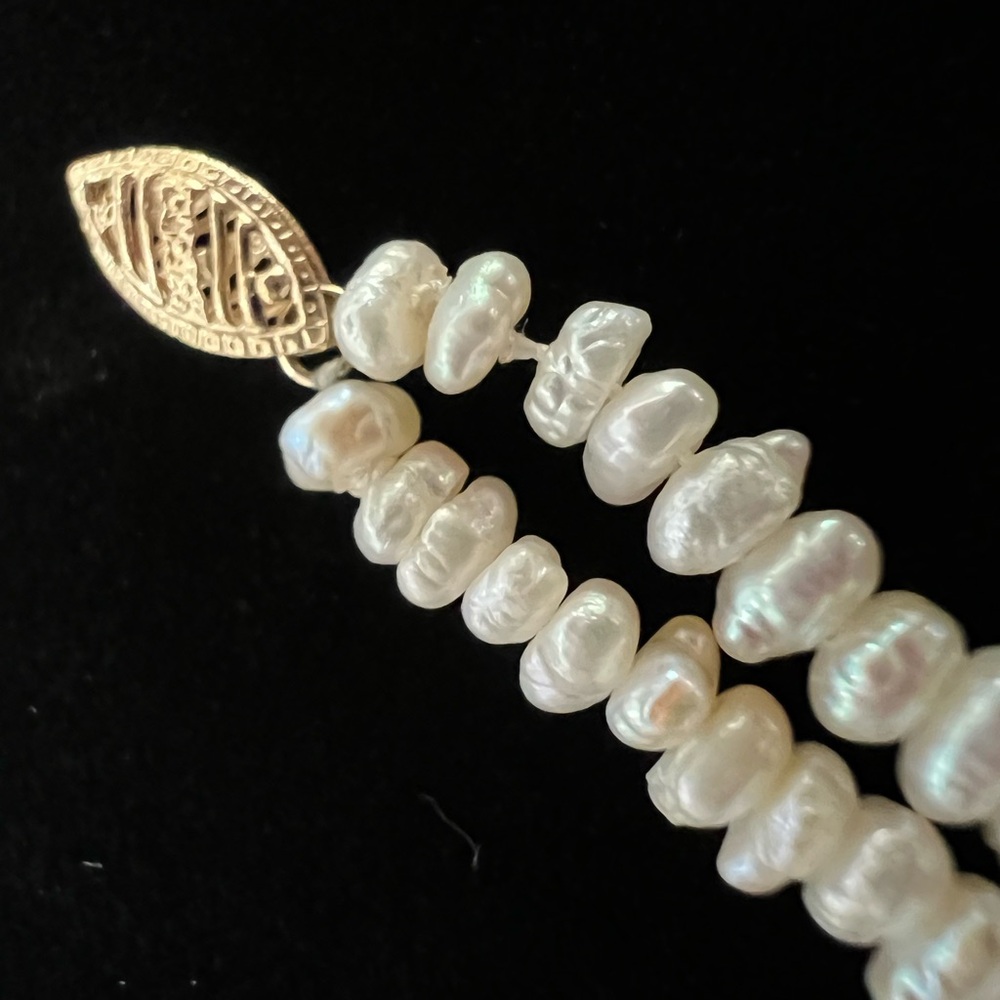 Fresh Water Small  2 Strand Women’s Pearls 14KT Clasp Necklace